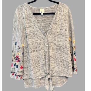 Anthropologie Fig and Flower Open Oversized Embroidered Cardigan Large